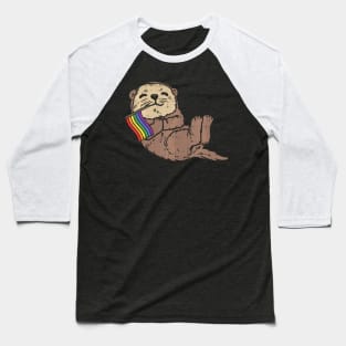 Lgbt Sea Otter Rainbow Flag Cute Gay Pride Animal Lover Baseball T-Shirt